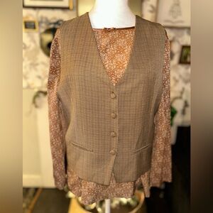 Brown Houndstooth Women's Vest 2 piece